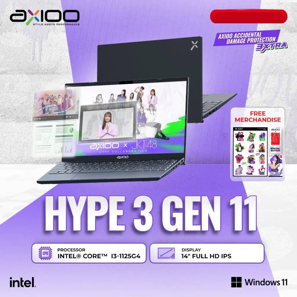 Axioo Laptop Hype 3 G11 Intel Core i3-1125G4 8GB 256GB 14" FHD IPS