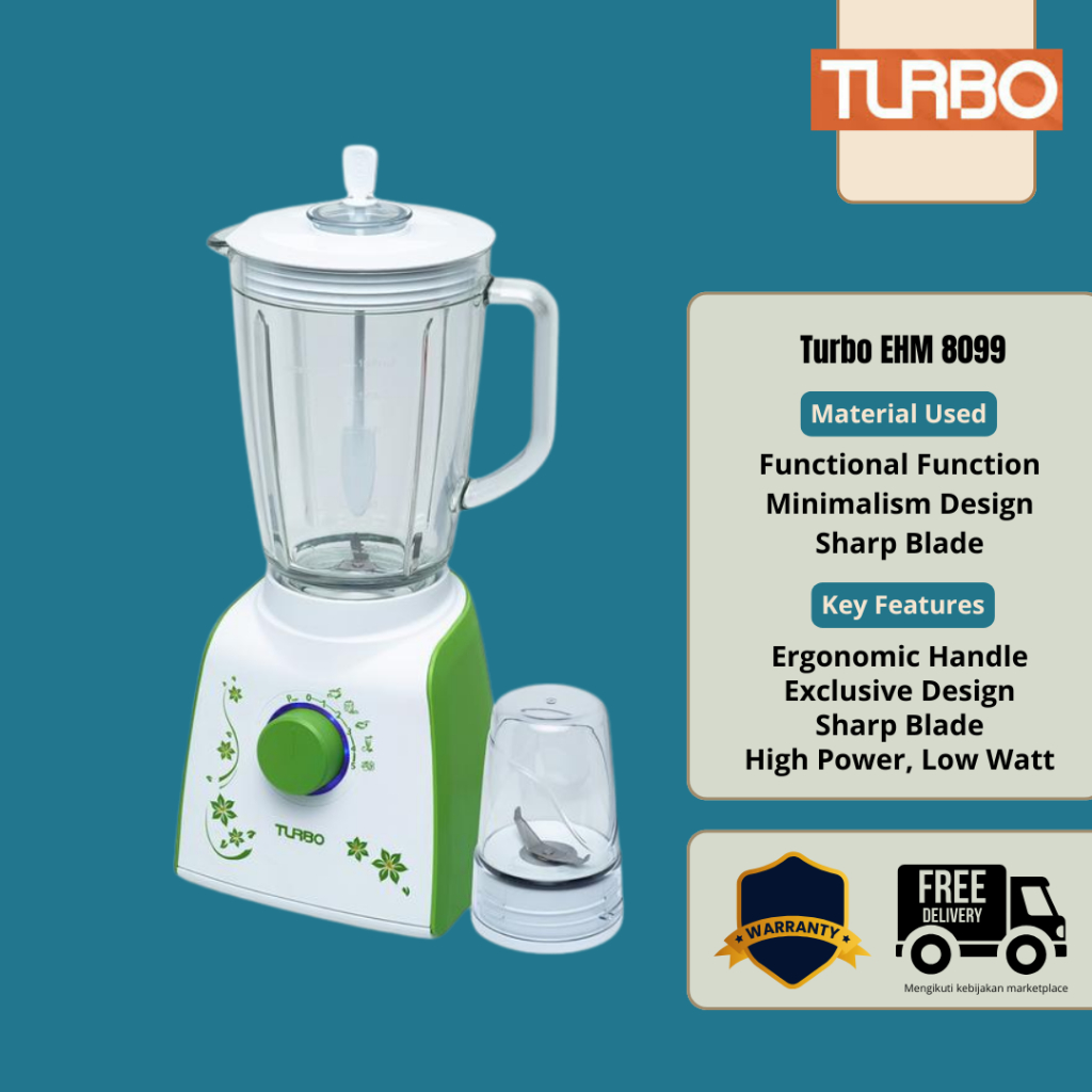 BLENDER TURBO - BLENDER BUAH - BLENDER MULTIFUNGSI - EHM 8099 - TURBO