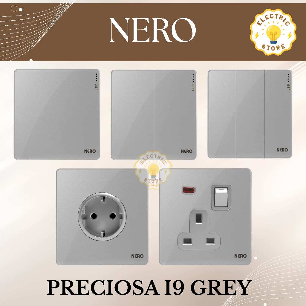 Nero Preciosa I9 Grey Saklar Stopkontak // Saklar Nero Preciosa I9 Grey Stopkontak Saklar