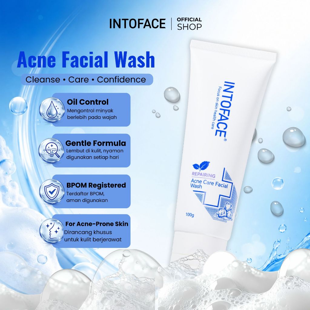 INTOFACE Acne Care Facial Wash – Sabun Cuci Muka Jerawat, BPOM Certified, Aman untuk Remaja & Kulit 