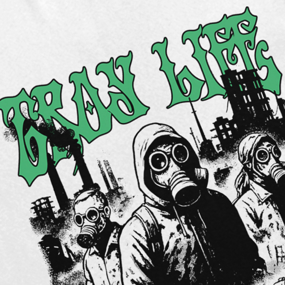 Troy Company Oversize Tshirt White Pollutant Toxins - Kaos Oversize Pria Lengan Pendek Putih OVD 3218