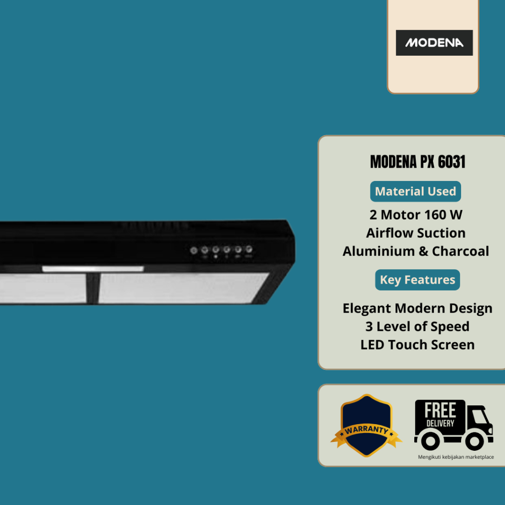 COOKER HOOD MODENA - PENGHISAP UDARA KOMPOR - KOMPOR GAS MODENA - PENGHISAP ASAP KOMPOR - PX 6031 - 