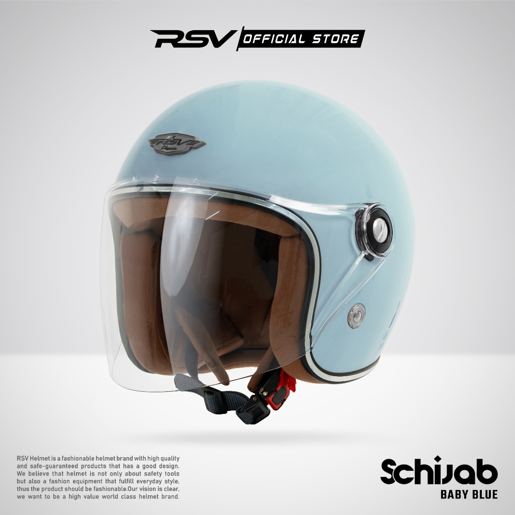 RSV SC Hijab Retro Classic Helm Half Face - Baby Blue l Helm Hijab