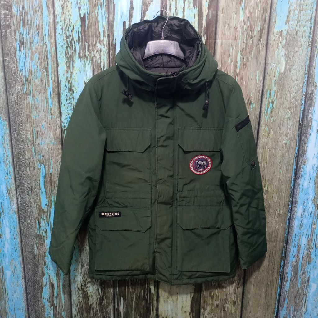 Jacket bulang TBJ NEARBY mountain parka outdoor original size 95 fit XL (Panjang 78cm Lebar 59cm)