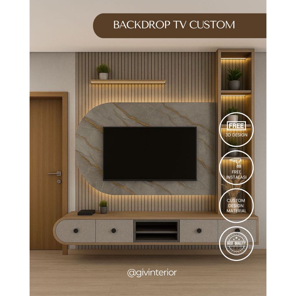 BACKDROP TV PVC UNTUK RUMAH / APARTEMENT / KANTOR / VILLA / KAMAR