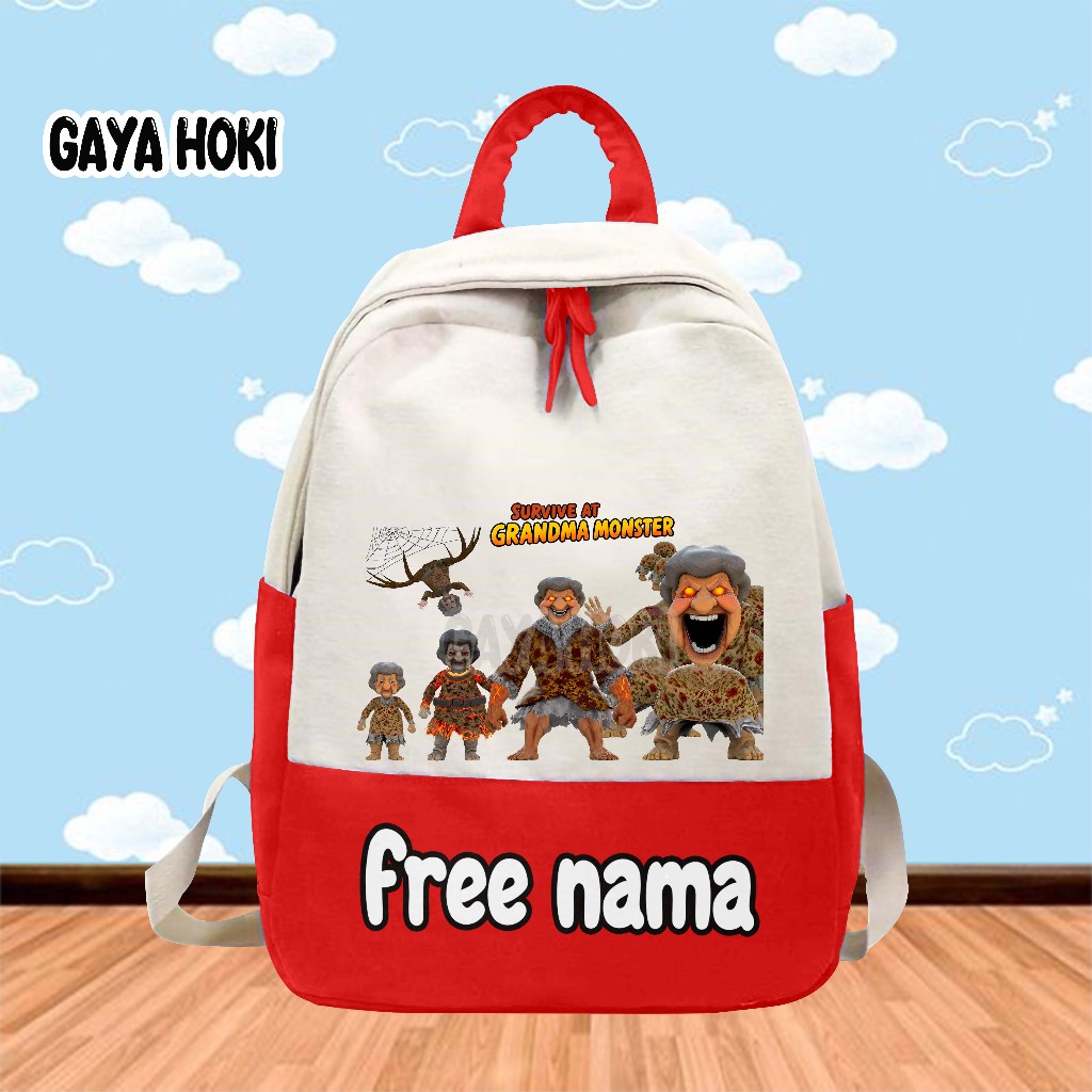 [FREE NAMA] Tas Ransel Tas Anak Sekolah TK/SD Gambar Roblox Evolution Survive At Grandma Monster