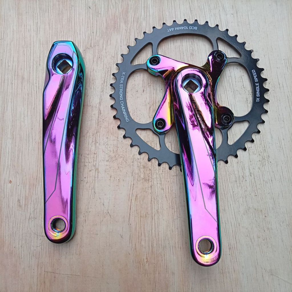 crank strummer 44T crank commuter bike mtb federal motif pelangi titanium crank single sepeda crank 
