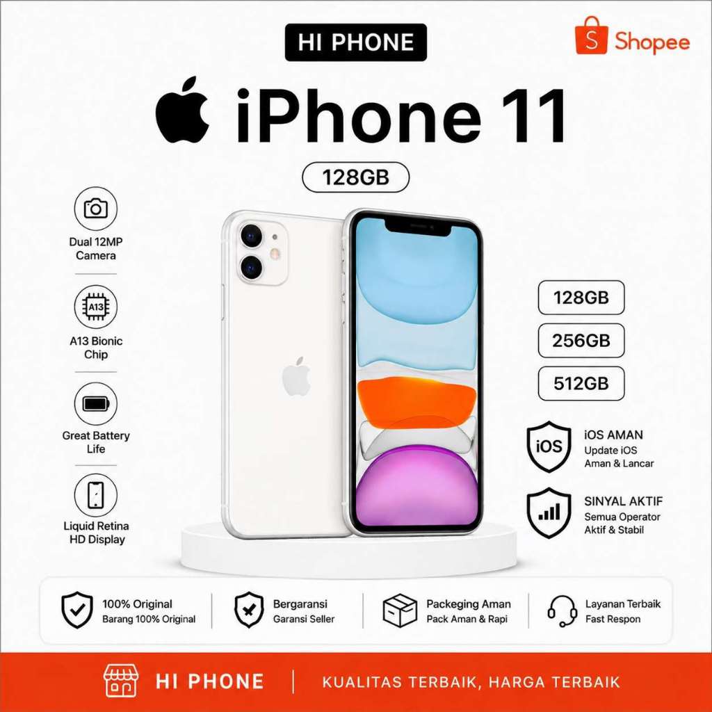 iPhone 11 64GB/128GB Second Ori Mulus Fullset Bergaransi