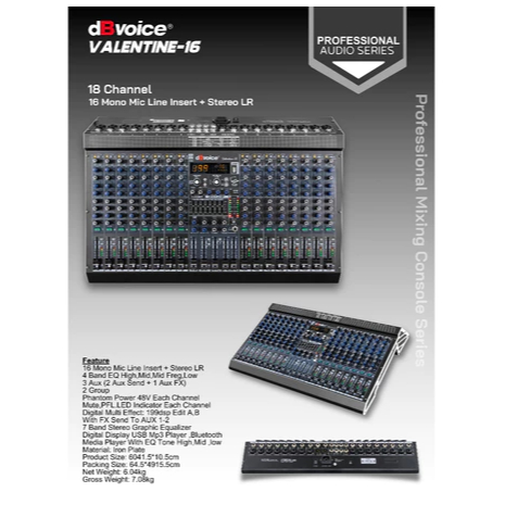dBvoice VELANTINE-16 Audio Mixer 16 Channel