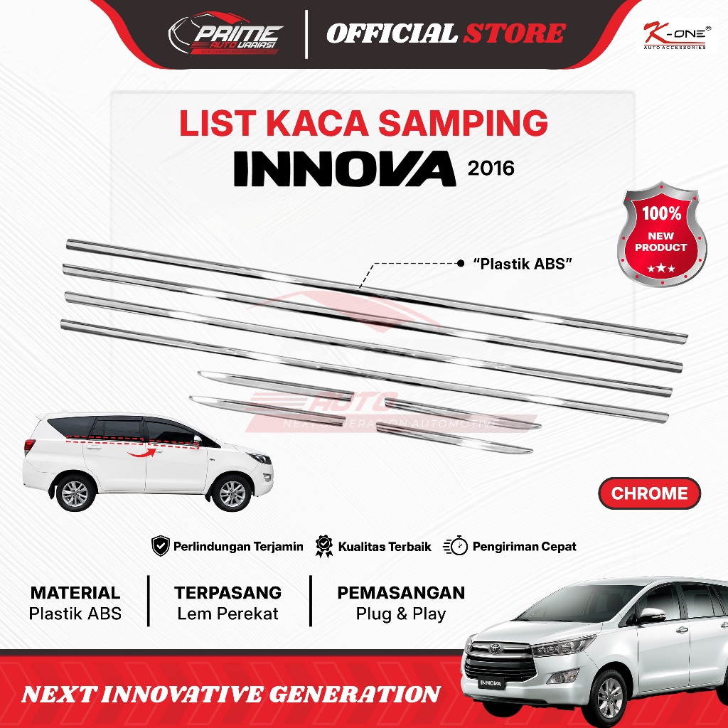 LIST KACA SAMPING INNOVA 2016 CHROME LIS KACA SAMPING