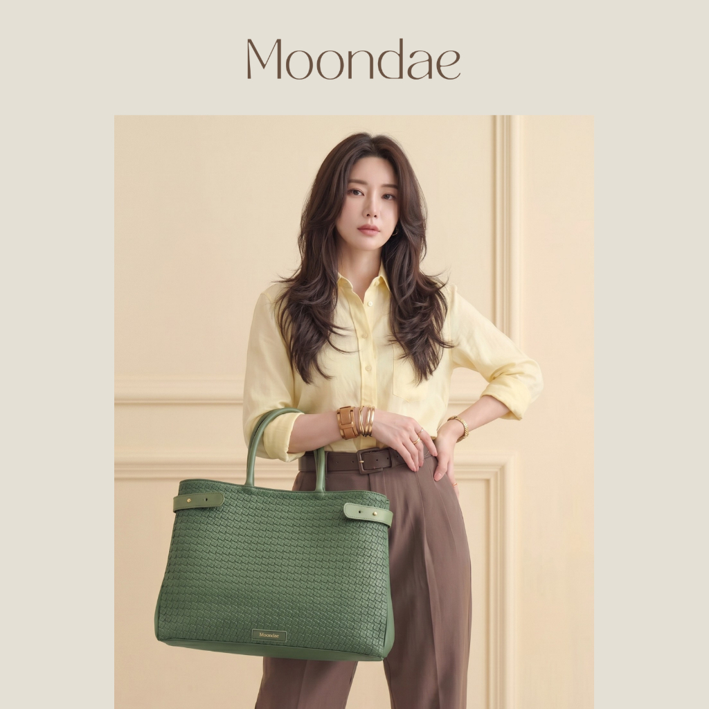 MOON DAE Hannam Tote Bag Tas Wanita Kulit Roman Premium Shopper Bag Besar Muat Laptop Korean Style
