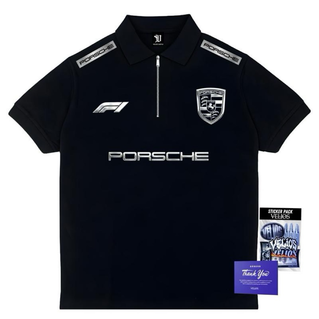 Poloshirt Zipper Krah Sleting - Porsche | Polo shirt CVC Pique Hexagon | VELIOS