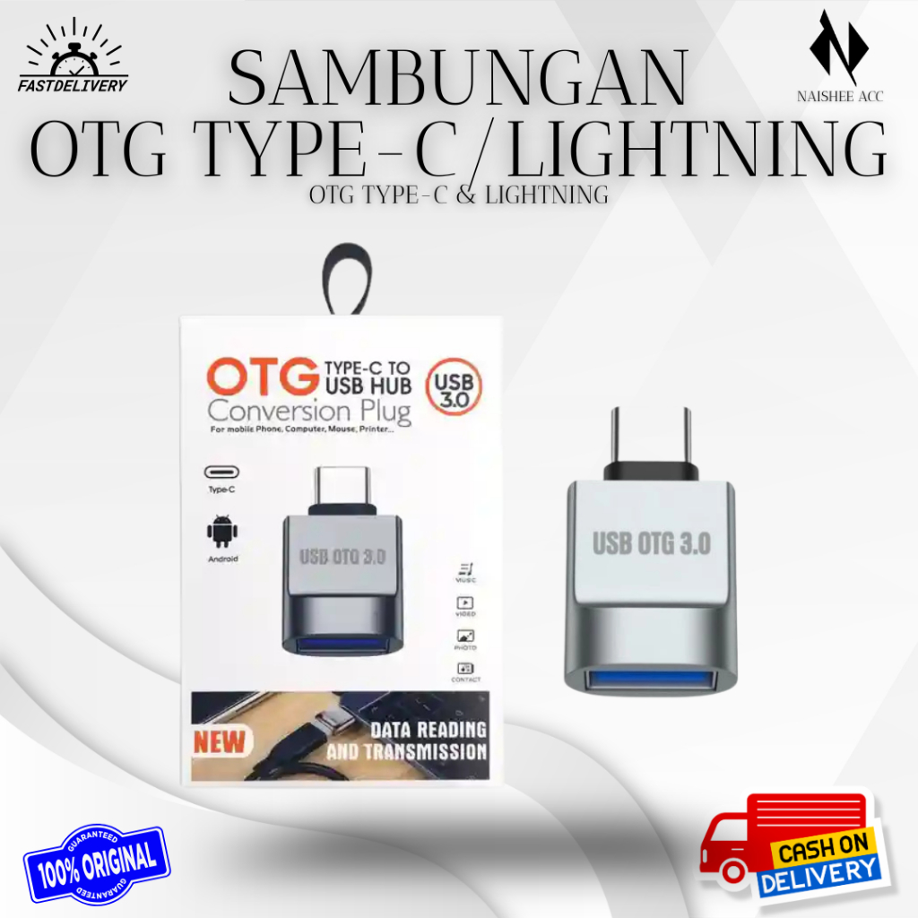 OTG TYPE-C DAN LIGHTNING USB 3.0 ADAPTER CONVERTER ANDROID TABLE PLUG & PLAY OTG IPHONE TO USB ORIGI