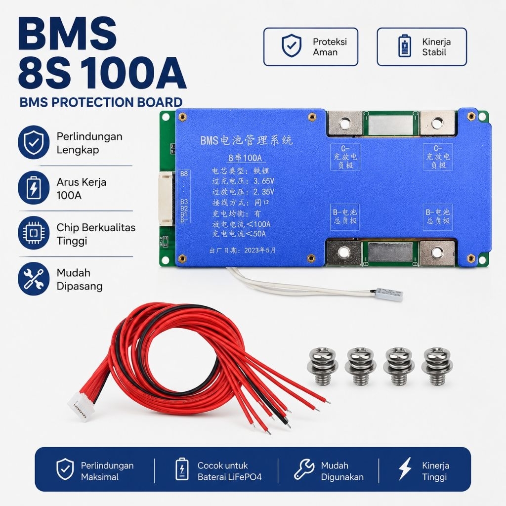 BMS Lifepo4 8S 100A 24V Pelindungan Proteksi Lifepo4