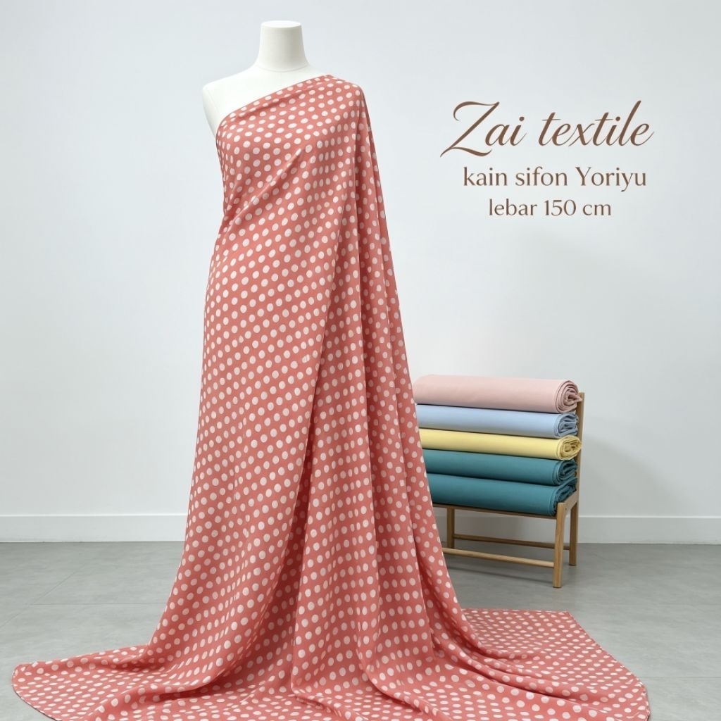 kain sifon Yoriyu motif polkadot - kain sifon motif - kain motif polkadot