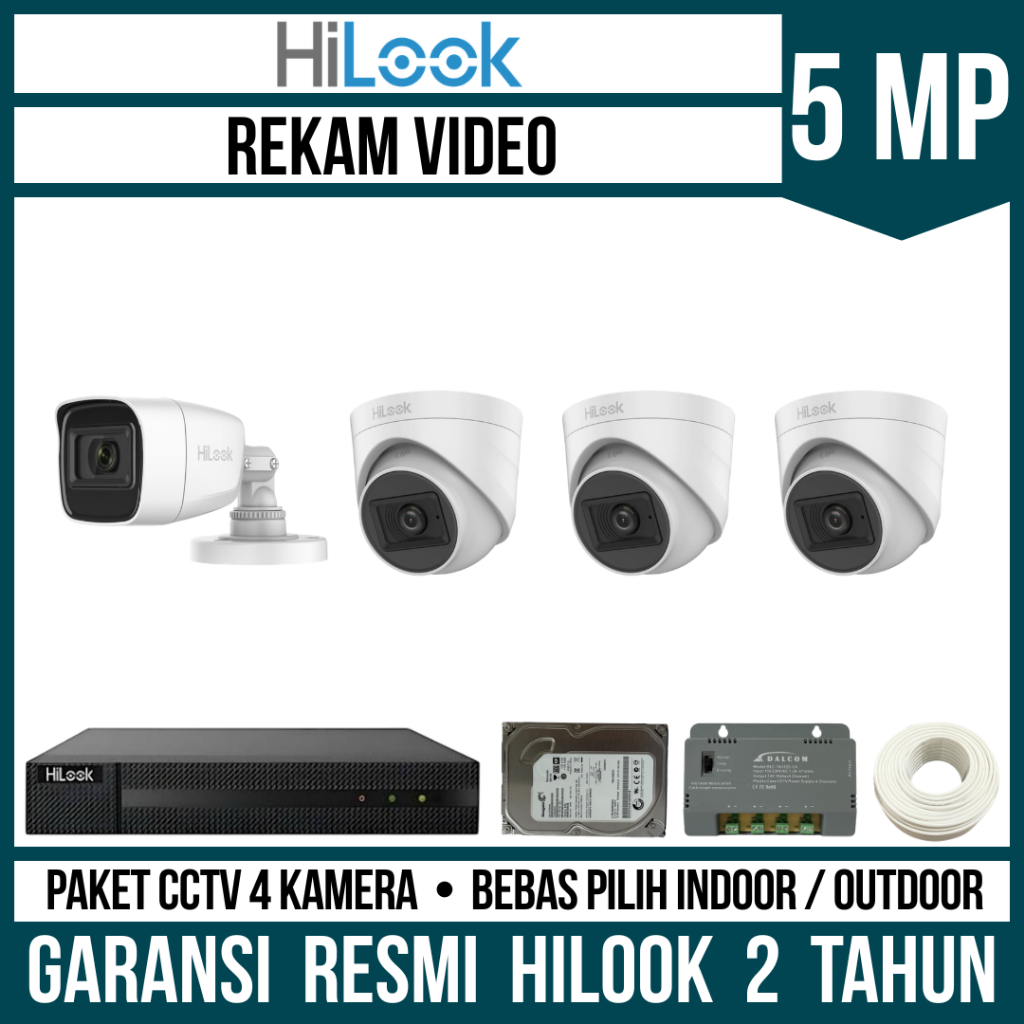 Paket CCTV Hilook 5MP 4 Channel 4 Kamera