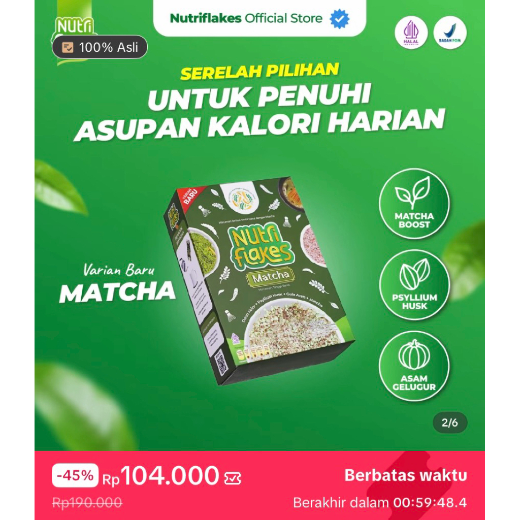 NUTRIFLAKES RASA MATCHA ISI 7SACHET