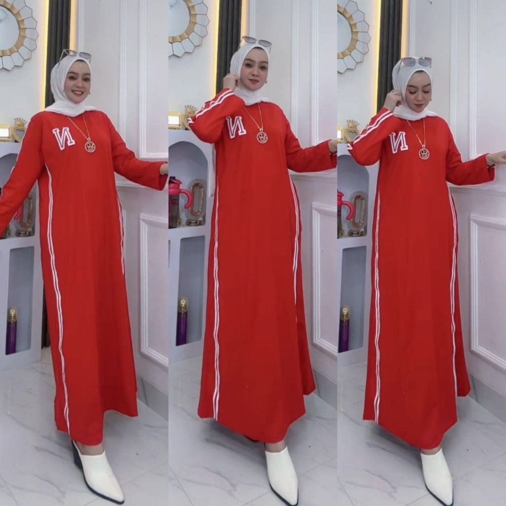 GHYA Dress | Gamis Combed Edisi Merdeka Merah Putih | Dress LD 110 | Gamis Jumbo LD 120