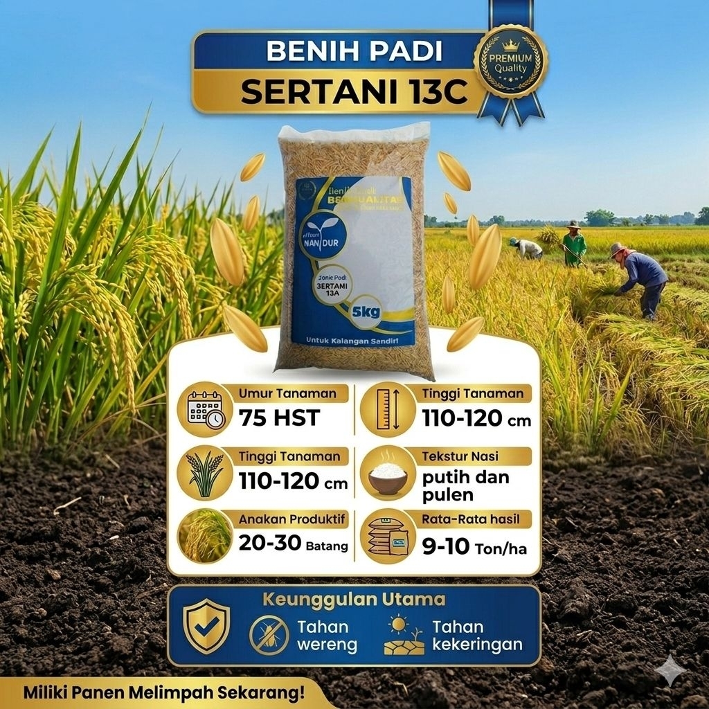 BIBIT | BENIH PADI SERTANI 13C KEMASAN 5KG