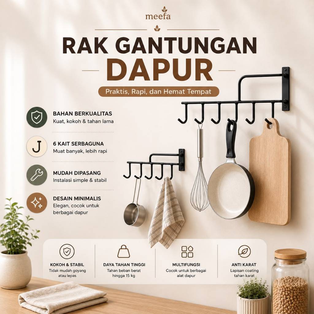 Rak Gantungan Panci Wajan - Rak Dapur Cantolan Wajan & Panci Tempel Dinding