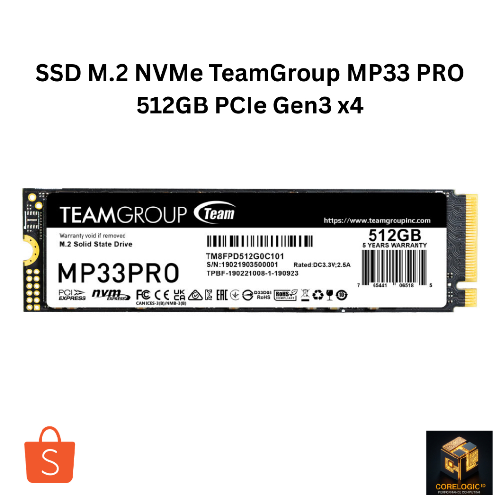 SSD M2 NVMe 512GB - TeamGroup MP33 PRO 512GB PCIe Gen3 x4