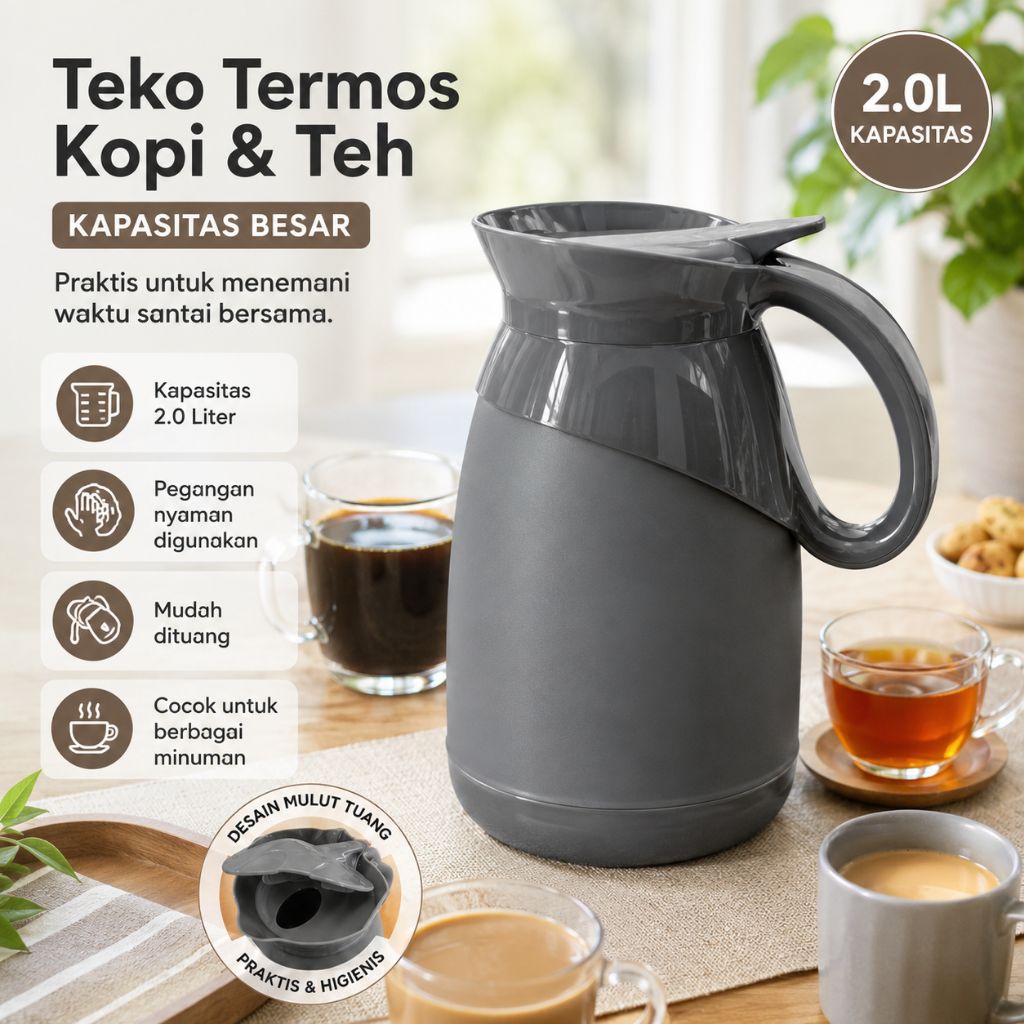 Termos Kopi Teh 2 Liter Teko Termos Minuman Kapasitas Besar 2L