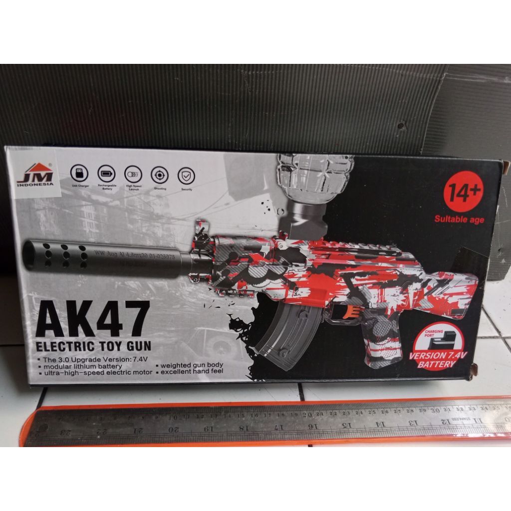 Mainan Anak Pistol Elektrik Peluru Gel Blaster AK47 , ARP9