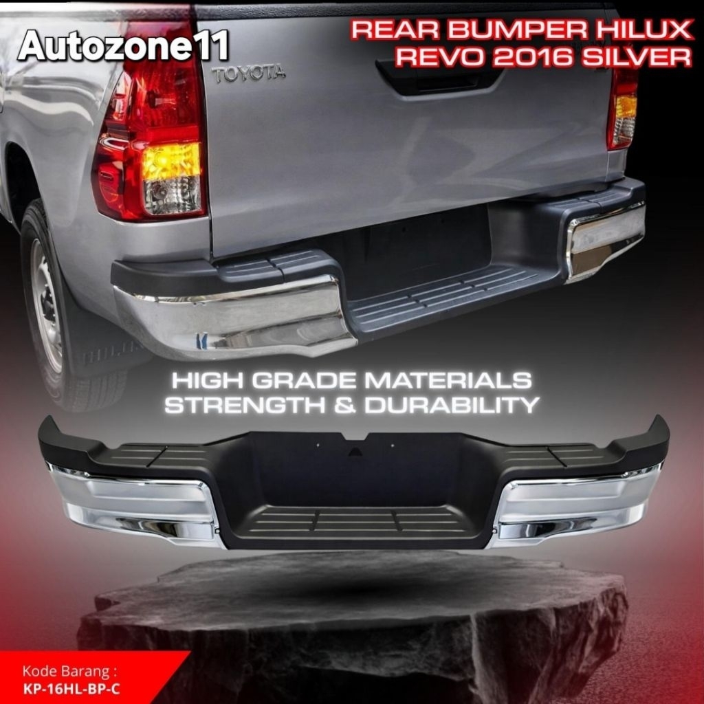 Rear Bumper Toyota Hilux Revo 2016 Silver Bemper Belakang Hilux Revo Cover Bumper chrome Standar