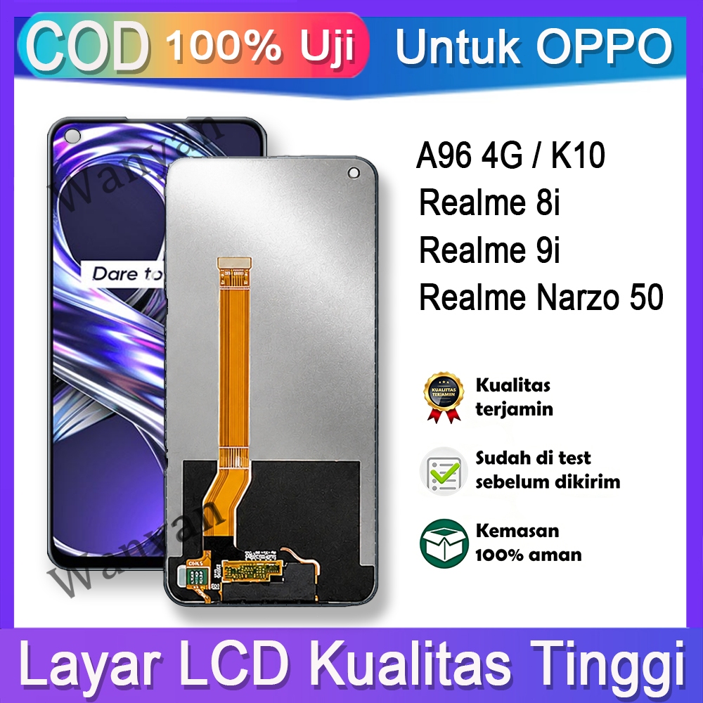 Layar LCD For OPPO A96 4G K10 Realme 8i 9i Narzo 50 LCD Fullset hp layar Touchscreen untuk Glass Tou