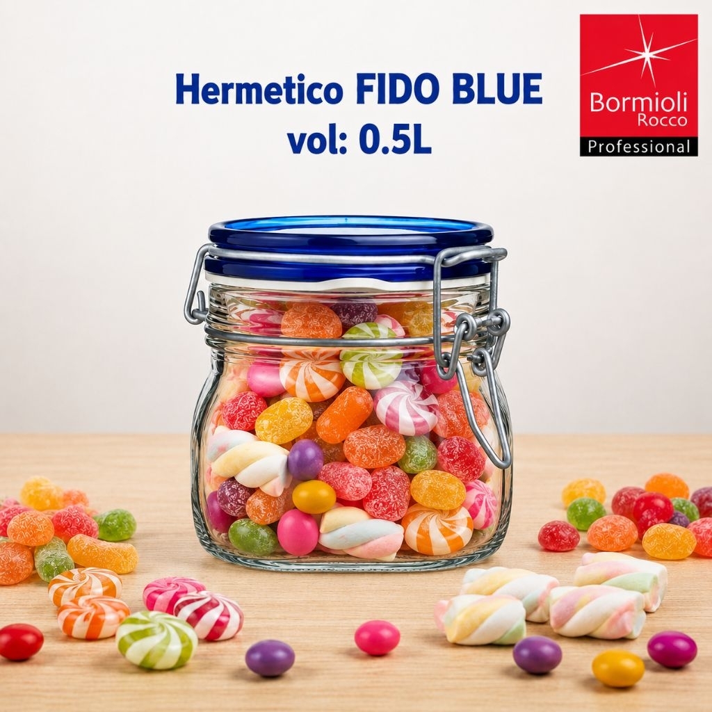 Hermetico Jar 500ml Blue Top/Hermetico Jar Blue Top/Hermetico Jar Blue Top