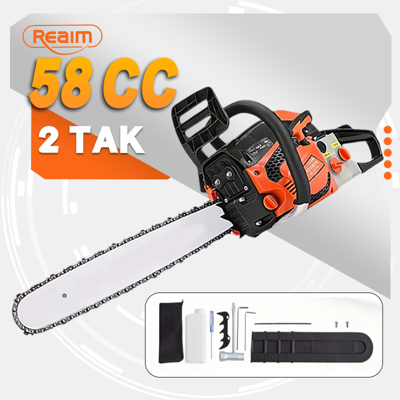 Gergaji Mesin Potong Kayu 20 Inci 58CC 6800W Senso Chainsaw Mini untuk Pemotongan Pohon dan Kayu Bak