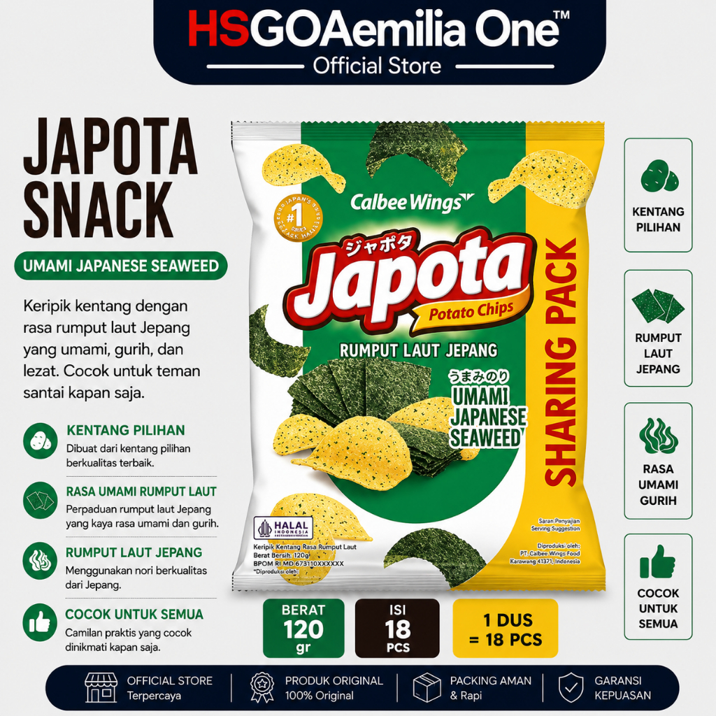 JAPOTA Snack Umami Japanese Seaweed 120 gr - Isi 18 pcs 1 dus