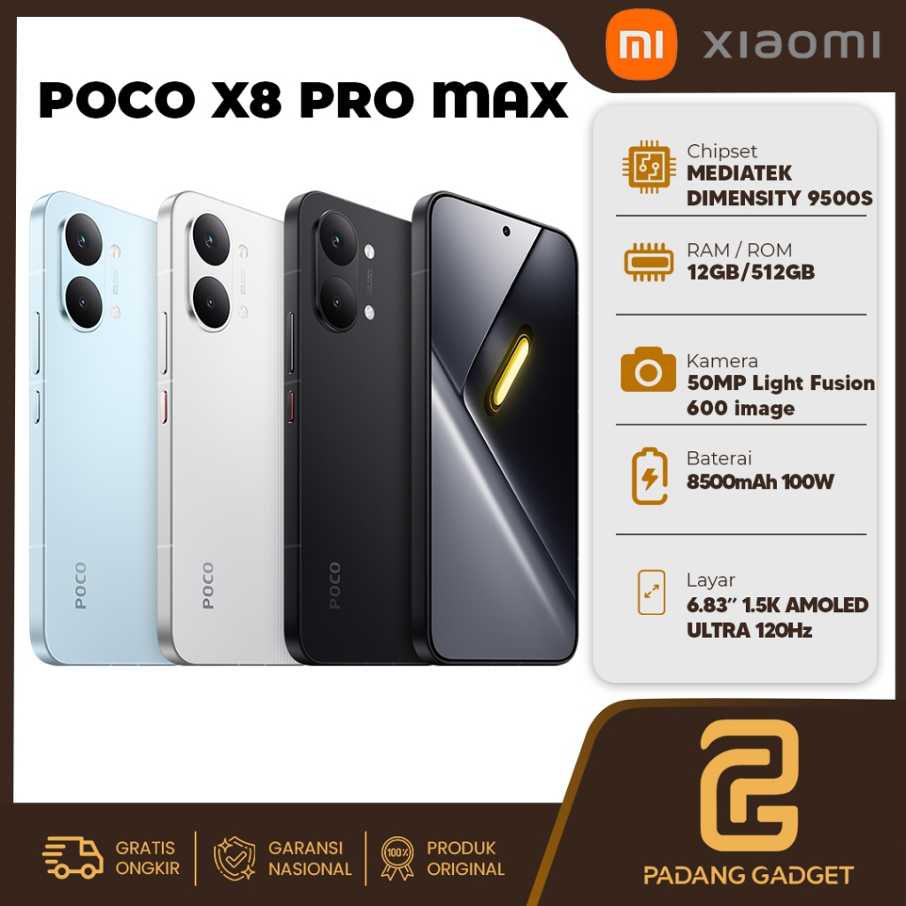 Xiaomi Poco X8 Pro Max 12/512GB HP Android Smartphone Baru Garansi Resmi