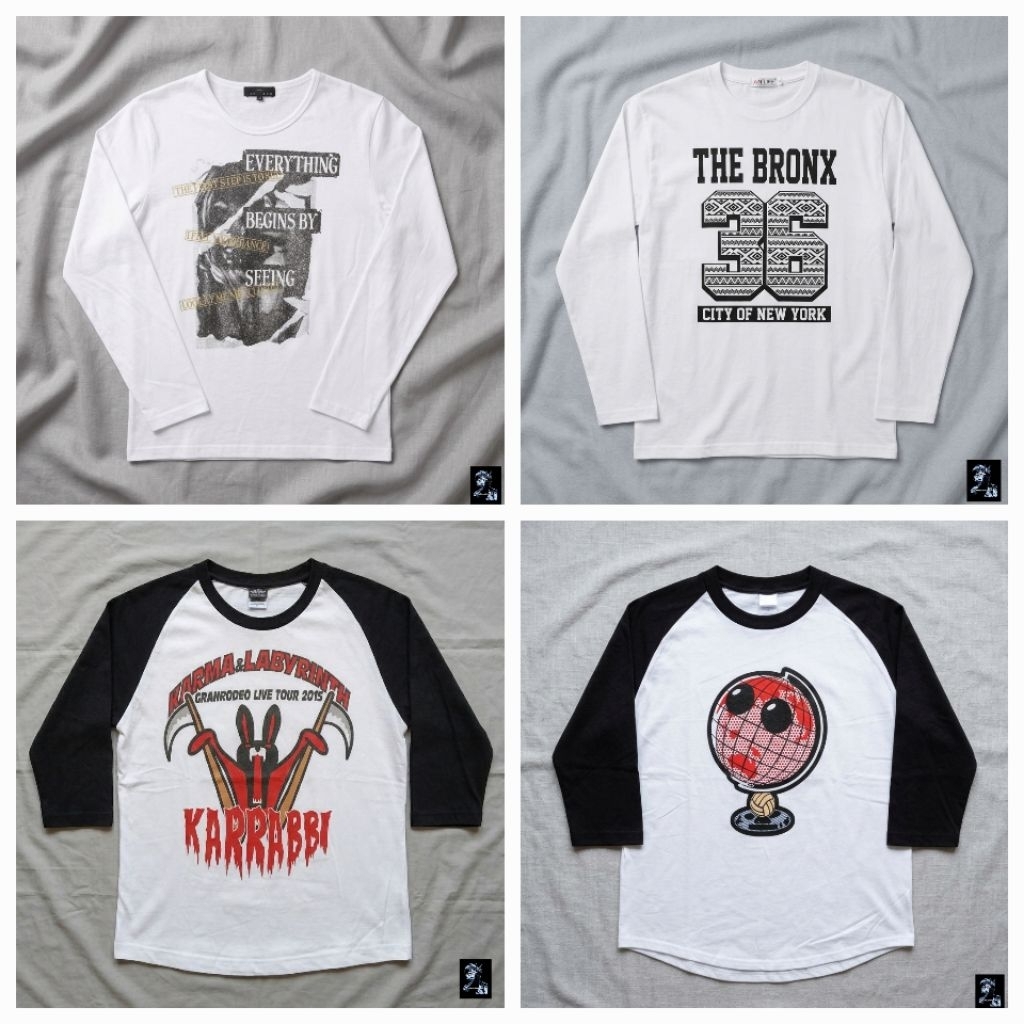 Kaos Raglan Long Sleeve Spinash/AnLife Gran Rodeo/Prinstar Atasan Casual Warna Putih Lengan Panjang 