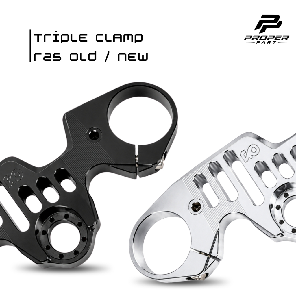 TRIPLE CLAMP R25 OLD / NEW SEGITIGA R25 / MT-25 UPPER SHOCK SEGITIGA R25 HITAM / SILVER