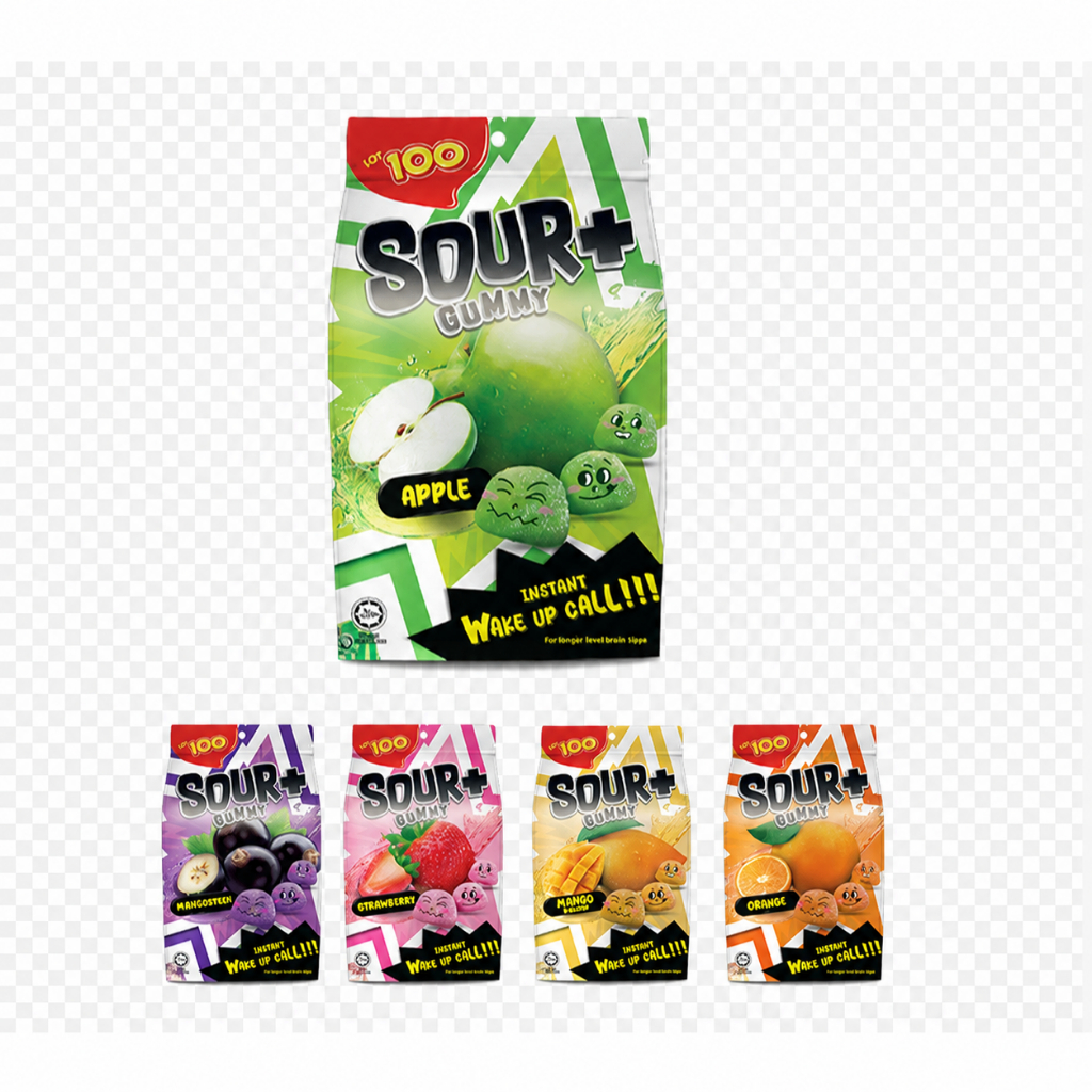 Lot100 Sour+ Gummy Candy 95g | Lot 100 Instan Wake Up Call Candy | Permen Asem Manis HALAL | Apple S