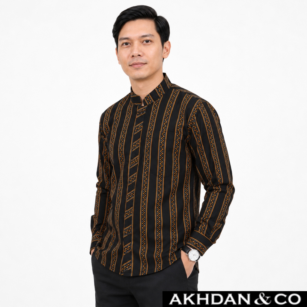 Baju Lurik Pria Pakaian Adat Tradisional Jawa Kemeja Lurik Sorjan Modern Kemko Model Terbaru