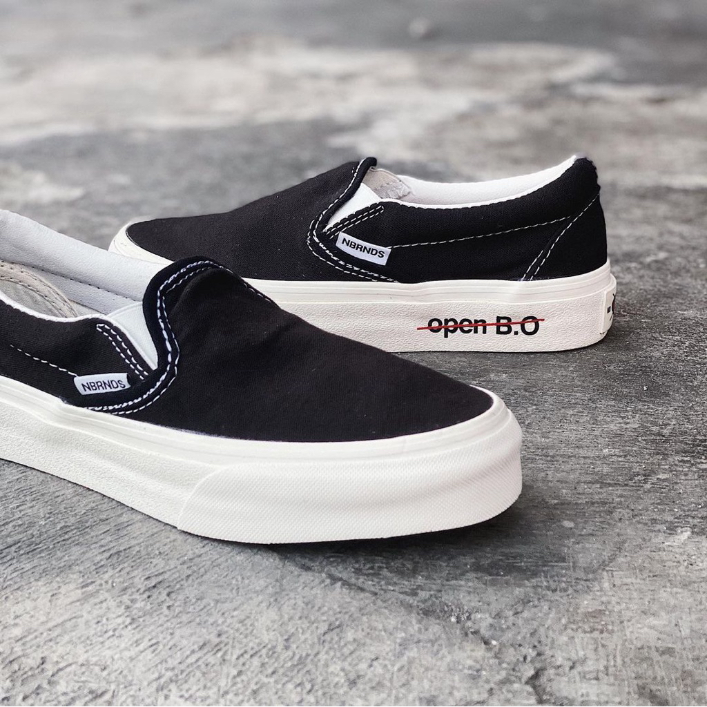 NOBRAND Sepatu NoBrand Slip On AMP Black White Original Made In Indonesia