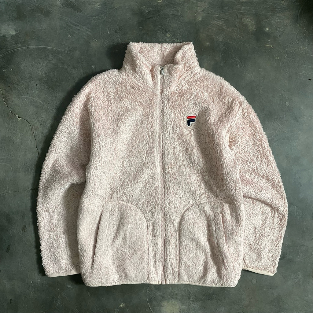 JF 183 - FILA Sherpa Fleece Jaket Outdoor Light Pink - Japan Style - Size XS/S (woman)
