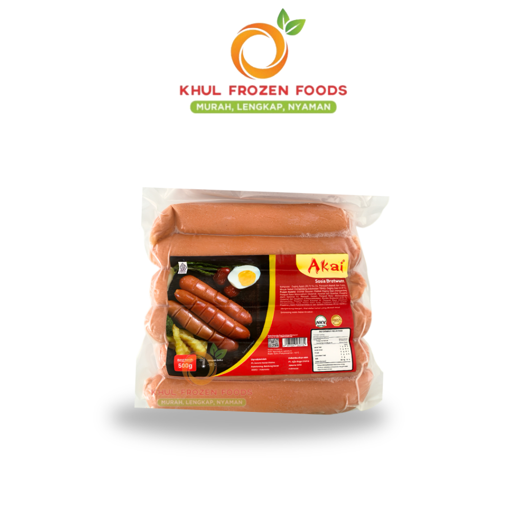 Akai Sosis Sapi Bratwurst 500Gr / Sosis jumbo / AKAI / Bratwurst / Sosis sapi isi 6