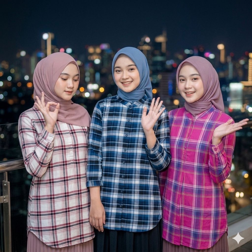 Atasan Blouse Tunik Santri Putri Kotak katun Ramy by Hara