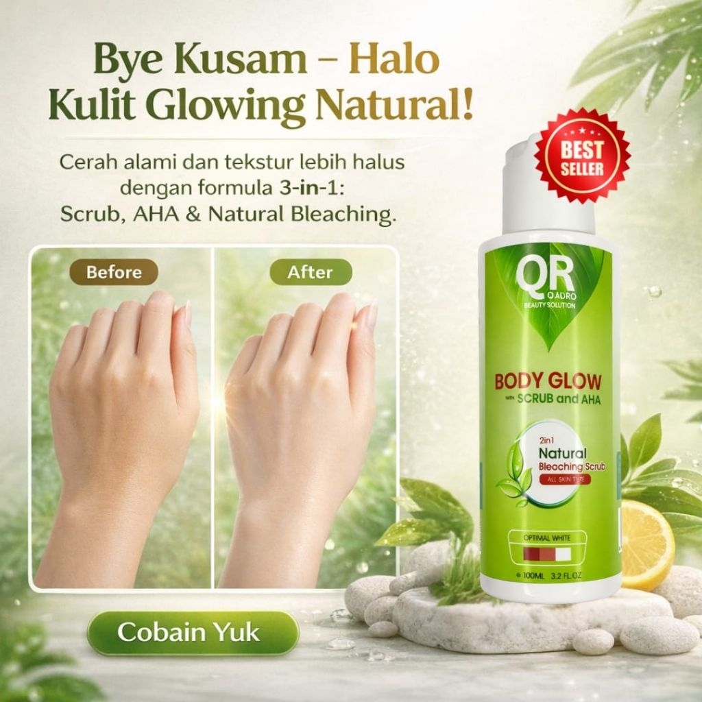QUADRO NATURAL BODY BLEACHING SCRUB + AHA WITH EXTRACT CHAMOMILE 3in1 FOR ALL SKIN TYPES