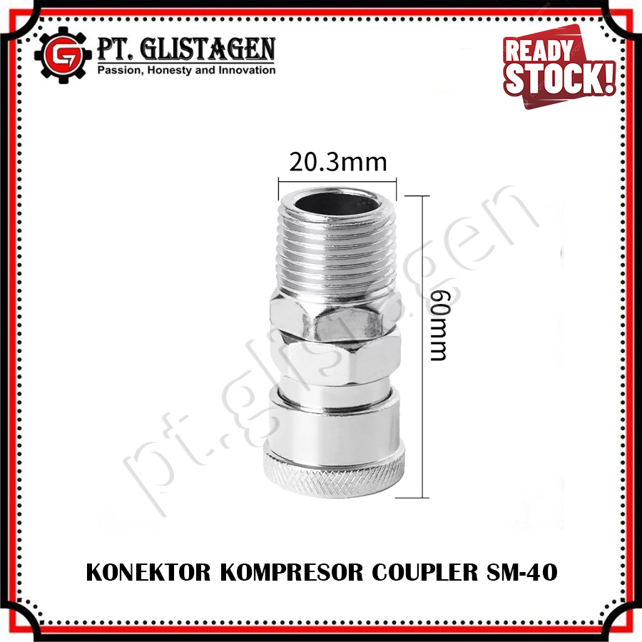 Coupler SM40 Konektor Kompresor Coupler SM-40 Quick Coupler SM 40 Sambungan Selang Kompresor Recoil 
