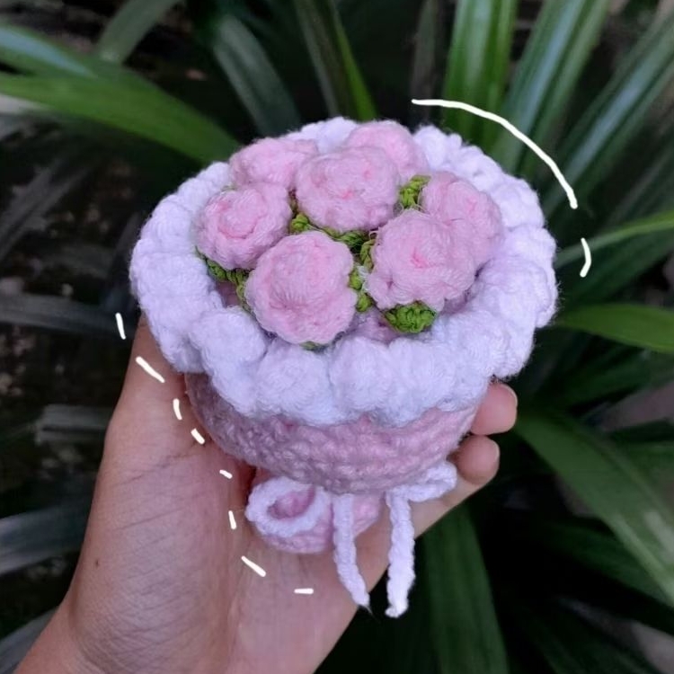 Buket Mini Rajut Ganci Bag Charm Bahan Milk cotton Lembut Gantungan Kunci dan Tas