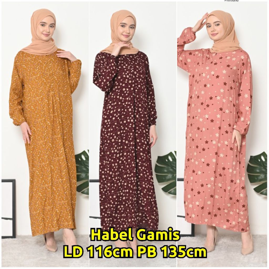 Daster Habel Gamis Lengan Panjang Busui Semata Kaki Rayon Premium