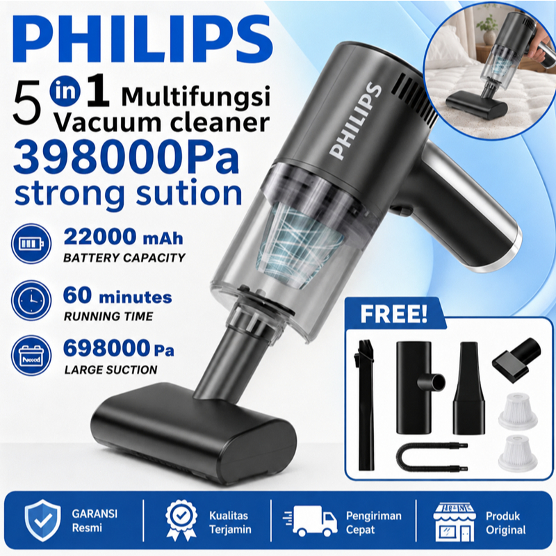 PHILIPS Vacuum Cleaner Multifungsi Penyedot Debu 5IN1 Nirkabel Genggam Portabel Daya Tinggi Rumah 99