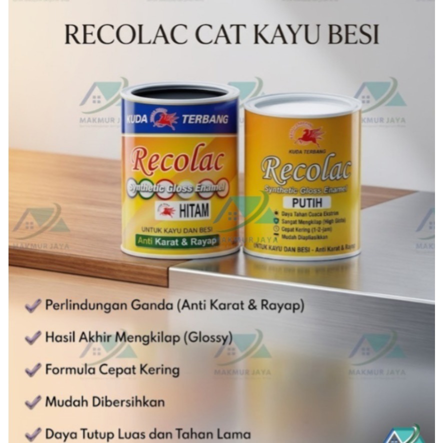 CAT MINYAK RECOLAC KUDA TERBANG 1KG - CAT KAYU BESI
