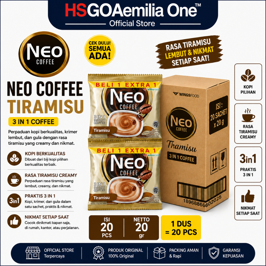 NEO Kopi Tiramisu 20 gr - Isi 20 pcs 1 dus