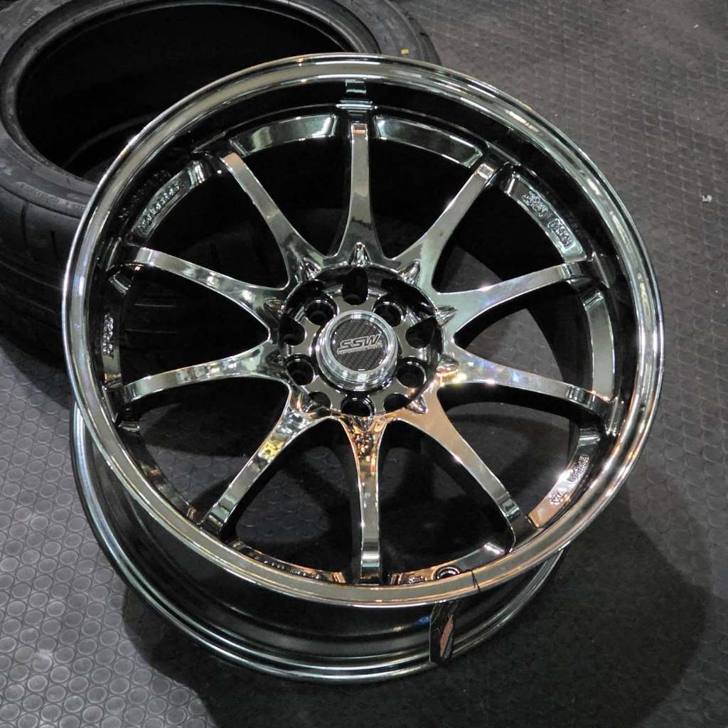 Velg Alloy SSW S200 Volk Rays CE28 Black Chrome Made in Thailand Pelek Mobil Ring 18 Lebar 9,5 ET 18