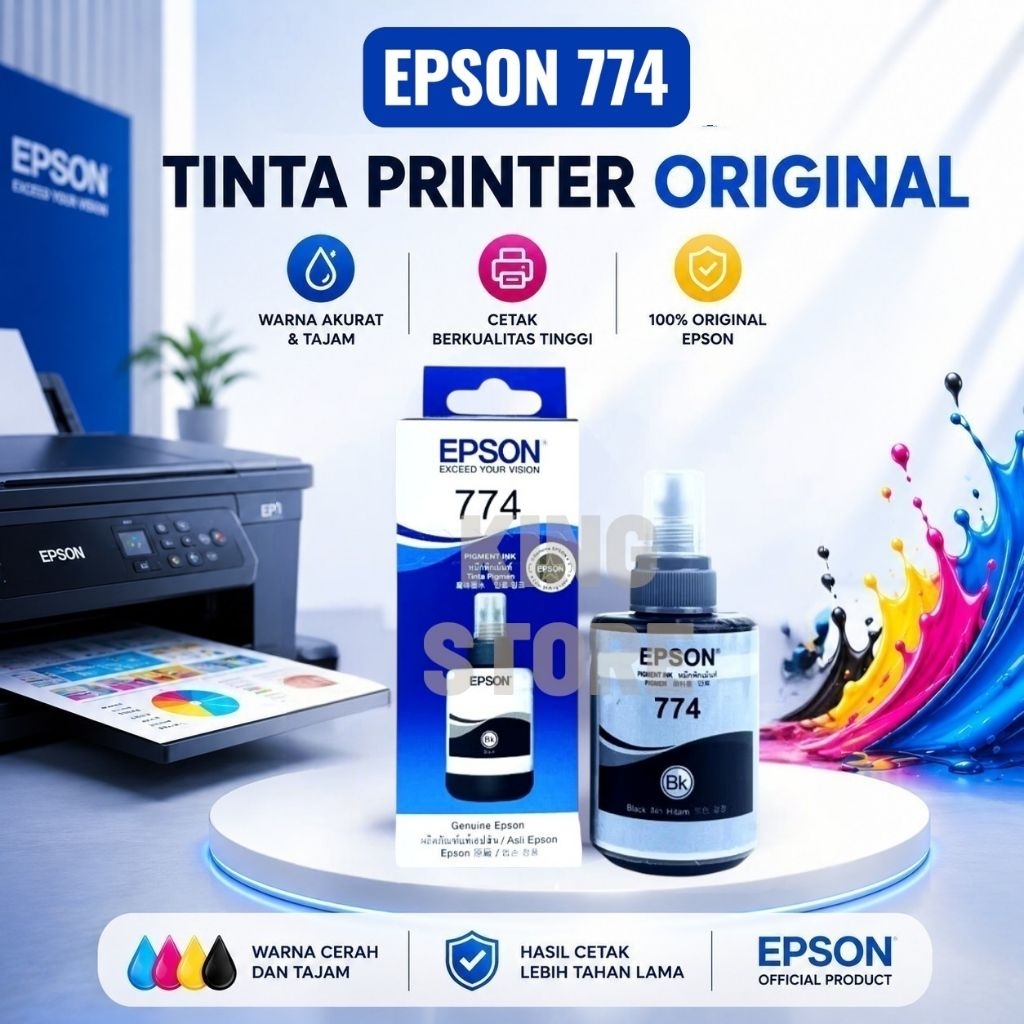Tinta Epson 774 Black Warna Tajam Cocok Untuk Printer L605 L655 M100 M105 M200 M205 M1120 M1170 M214